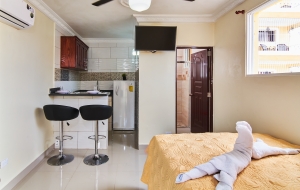 Aparta-Estudio incluye bano con agua caliente, cocina, aire, wi-fi y parqueo RD$1,699/noche