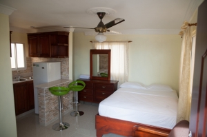 Aparta-Estudio con Vista a la Ciudad y al Mar. incluye cocina , wi-fi, aire, TV, cable y parqueo con mando distancia U$35/noche